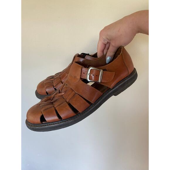 Florsheim brown leather braided fisherman sandals size 10
